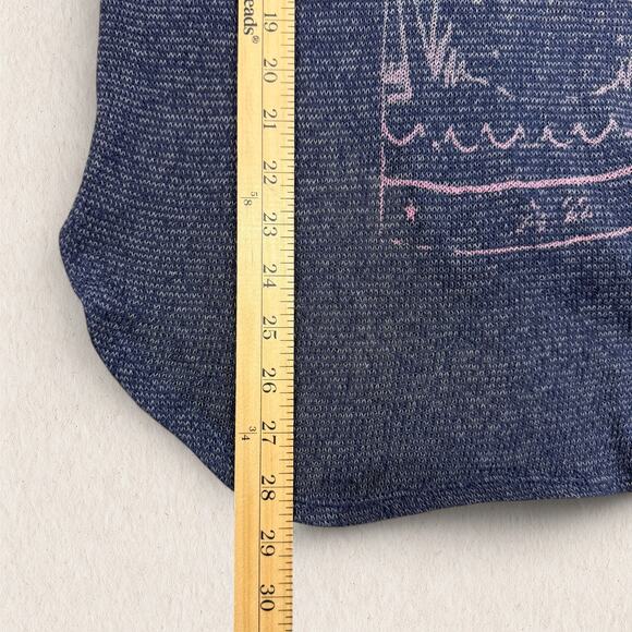 Hollister Sheer Knit Oversized Sweater XS/S Navy Blue Boho Moon Graphic Coastal - Picture 8 of 8